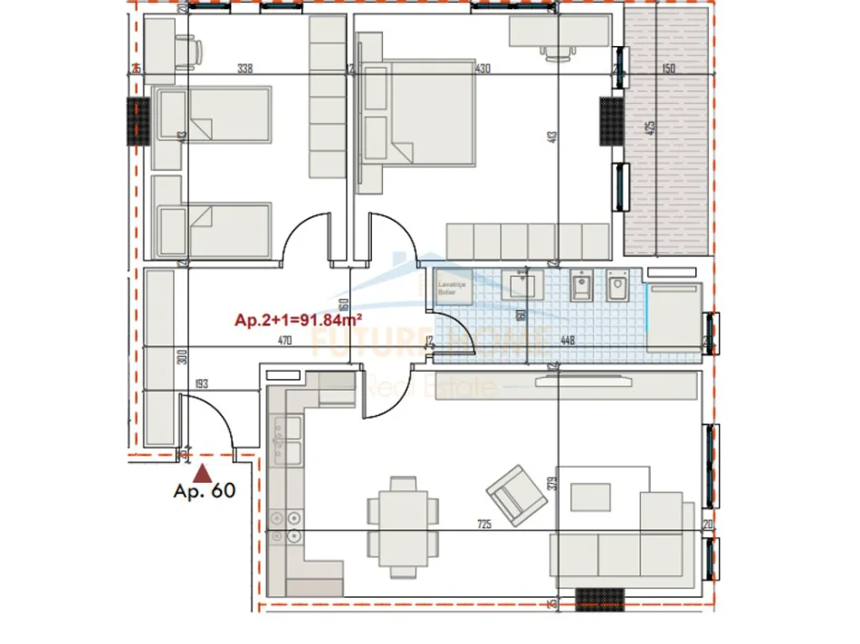 Tirane, shitet apartament 2+1 , 106 m² 134.002 € (Paskuqan)