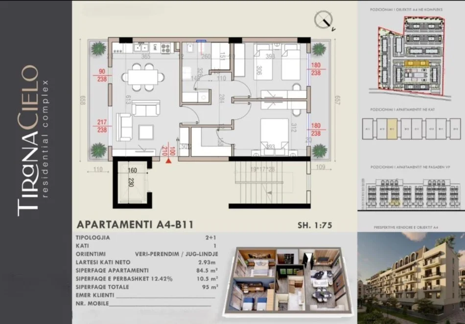 Tirane, shitet apartament 2+1 , 98 m² 187.000 € (MJULL BATHORE)