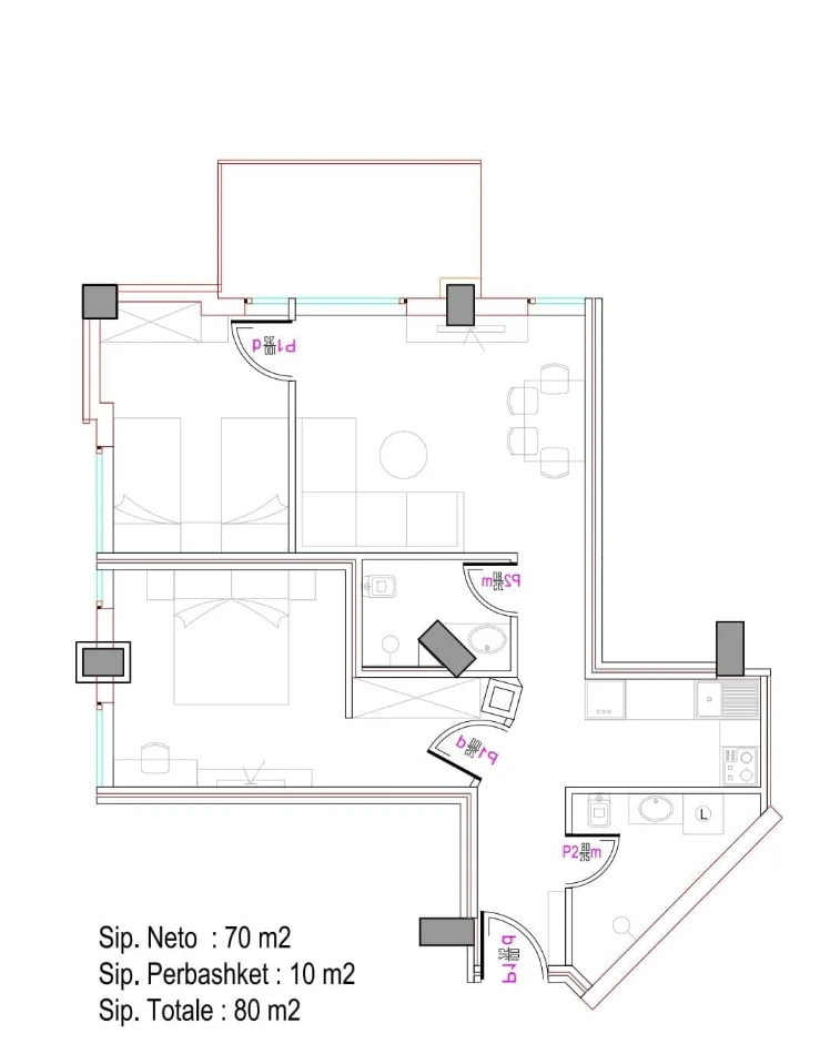 Tirane, shitet apartament 2+1+Aneks , 80 m² 225.000 € (ish fusha e aviacionit)