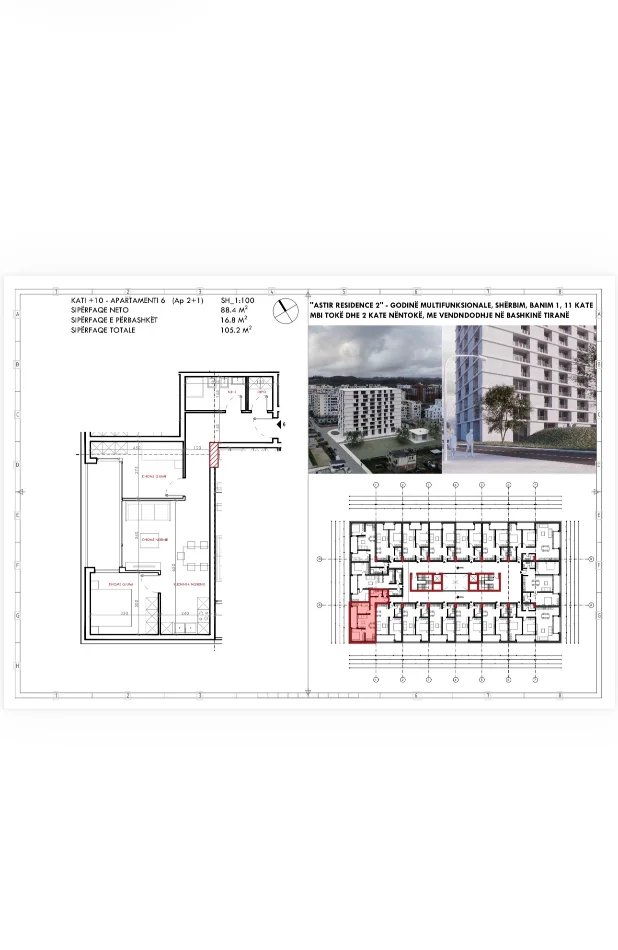 Tirane, shitet apartament 2+1+Aneks+Ballkon Kati 10, 105 m² 116.000 € (Astir, Prane Vila L2 dhe Rezidences Klensi)