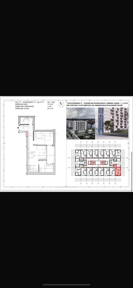 Tirane, shitet apartament 2+1+Aneks+Ballkon Kati 8, 87.3 m² 1 €
