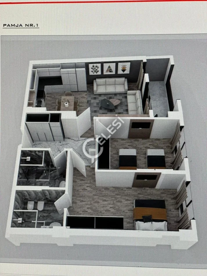 Tirane, shitet apartament 2+1+Ballkon Kati 2, 106 m² 175.000 € (STACIONI I TRENIT PRANE SPAK)