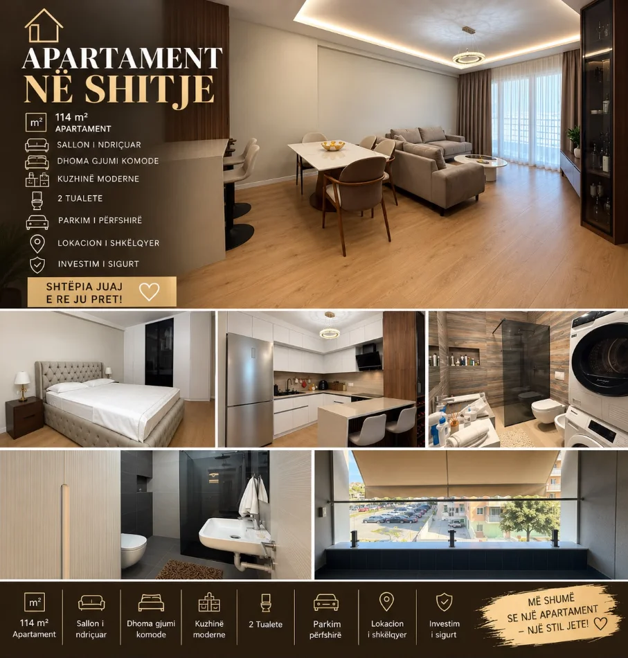 Tirane, shitet apartament 2+1+Ballkon Kati 2, 114 m² 320.000 € (bulevardi ri)