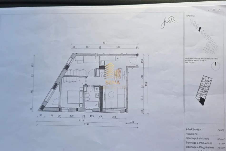 Tirane, shitet apartament 2+1+Ballkon Kati 8, 76 m² 122.000 € (Ali Demi)