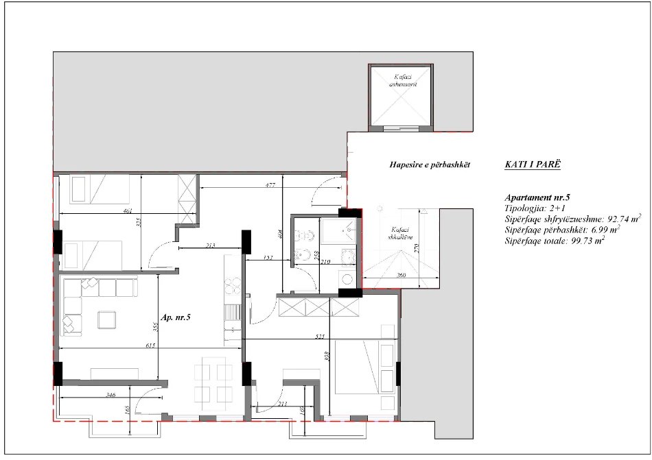 Tirane, shitet apartament 2+1 Kati 1, 100 m² (Rruga Tre Vellezerit Kondi)