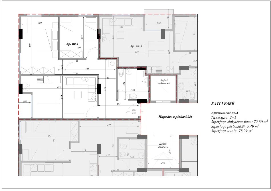 Tirane, shitet apartament 2+1 Kati 1, 78 m² (Rruga Tre Vellezerit Kondi)