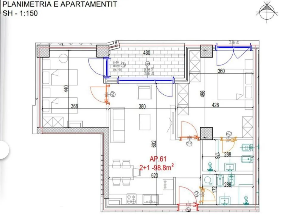 Tirane, shitet apartament 2+1 Kati 9, 117 m² 211.000 € (DON BOSKO)
