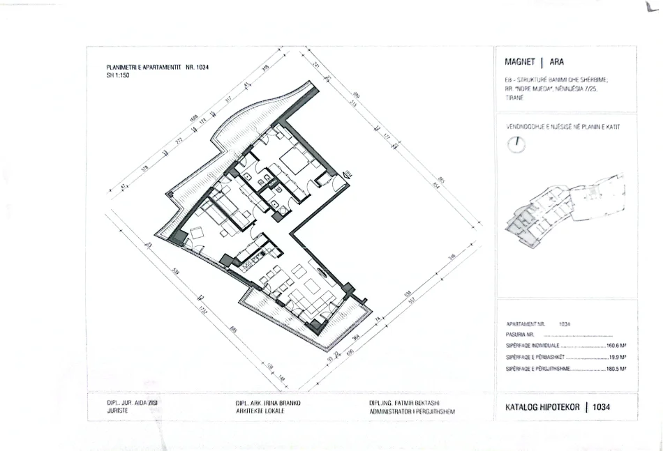 Tirane, shitet apartament 3+1+Ballkon Kati 3, 180 m² (Rruga Frosina Plaku, Kompleksi Magnet/KONTAKT)