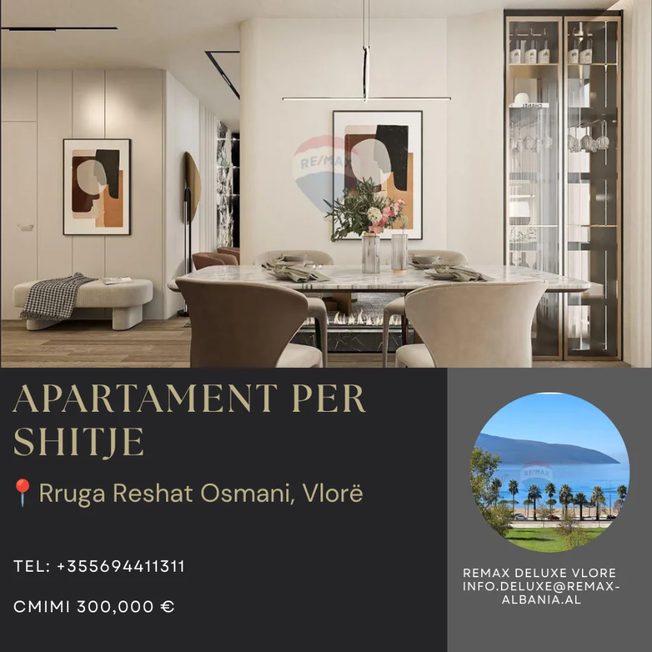 Vlore - Lungomare, shitet apartament 2+1+Ballkon Kati 10, 137 m² 300.000 € (Rruga Reshat Osmani, Vlore)